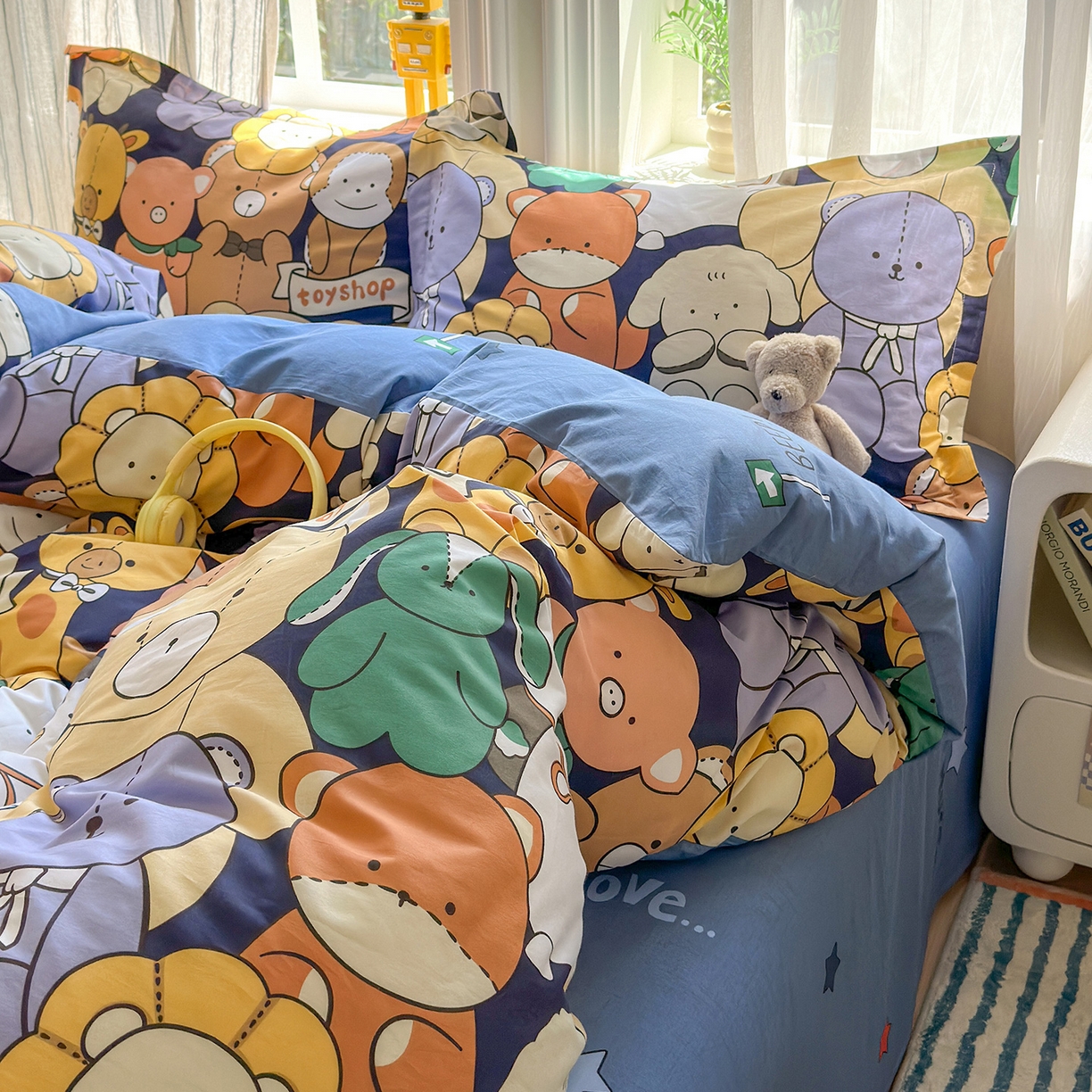 91家纺网 家纺一手货源 找家纺 金盛纺 2025新款全棉印花四件套 动物联盟