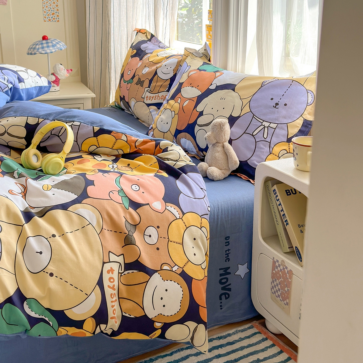 91家纺网 家纺一手货源 找家纺 金盛纺 2025新款全棉印花四件套 动物联盟