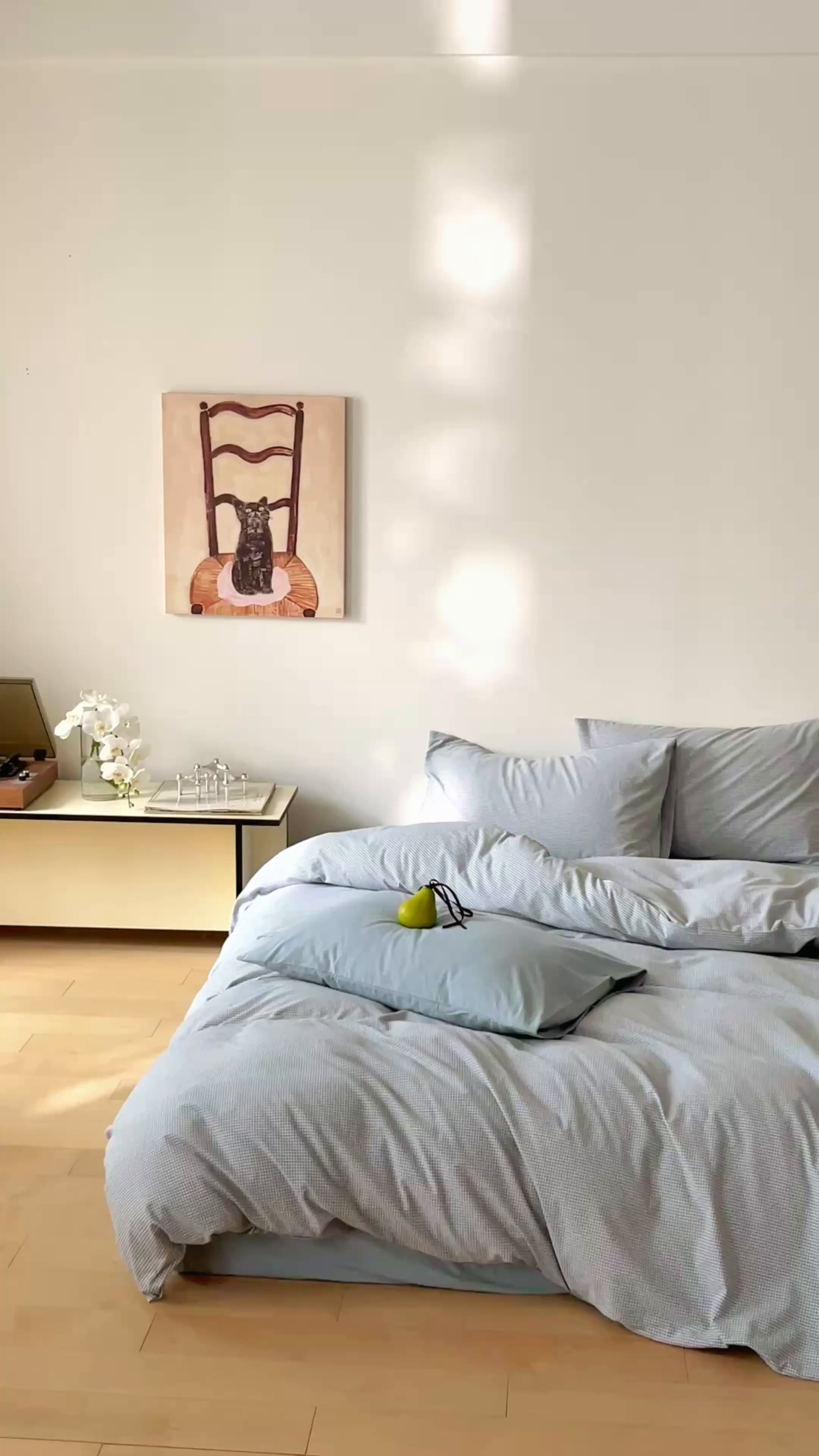 91家纺网 家纺一手货源 找家纺 玖弘家居 2025新款全棉纯棉水洗棉细格单床单 蓝灰细格