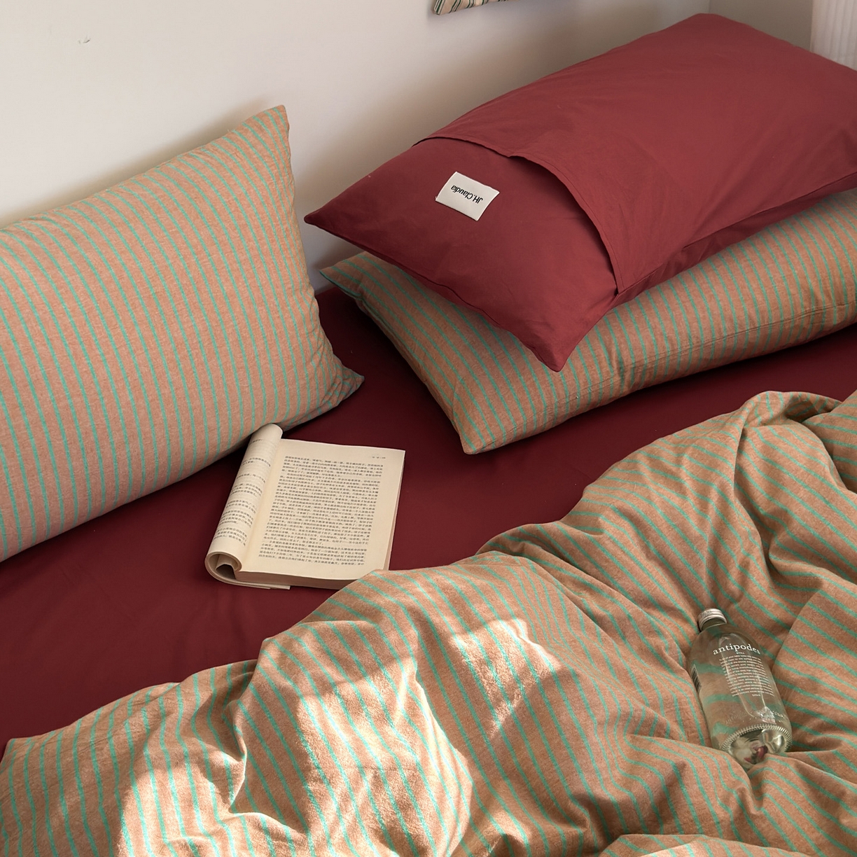 91家纺网 家纺一手货源 找家纺 （总）玖弘家居 2025新款全棉纯棉水洗棉五色条纹混搭单床笠