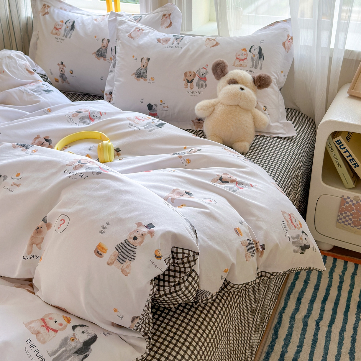 91家纺网 家纺一手货源 找家纺 金盛纺 2025新款全棉印花四件套 欢乐家族