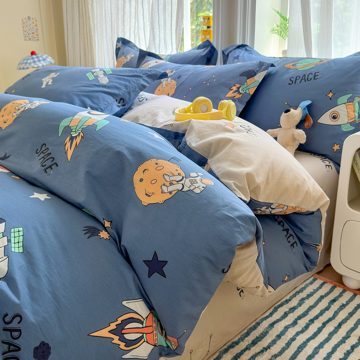 金盛纺 2025新款全棉印花四件套 环游太空