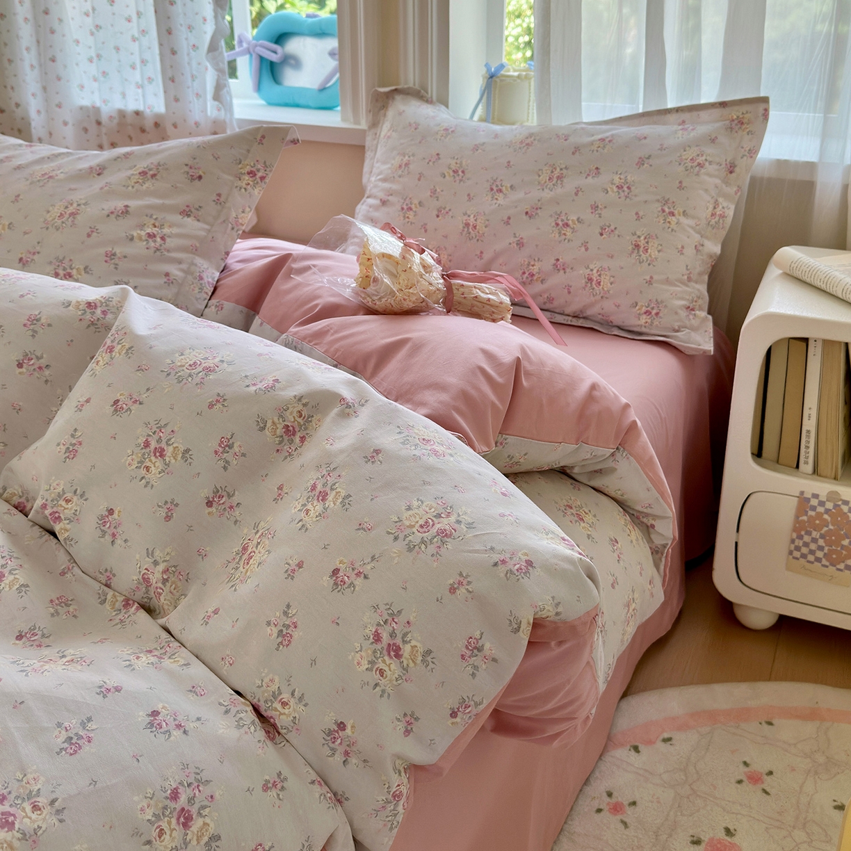 91家纺网 家纺一手货源 找家纺 金盛纺 2025新款全棉印花四件套 浅浅花恋