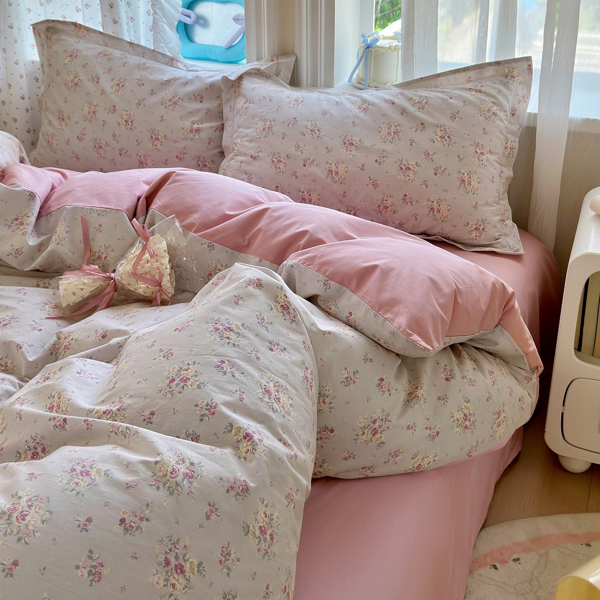 91家纺网 家纺一手货源 找家纺 金盛纺 2025新款全棉印花四件套 浅浅花恋