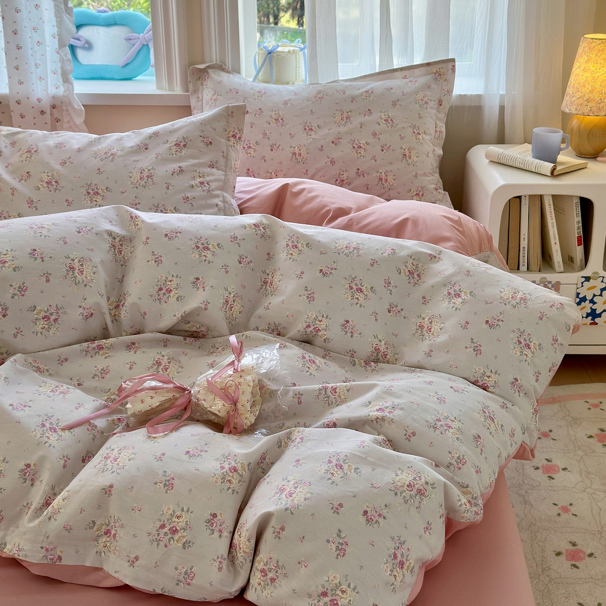 91家纺网 家纺一手货源 找家纺 金盛纺 2025新款全棉印花四件套 浅浅花恋