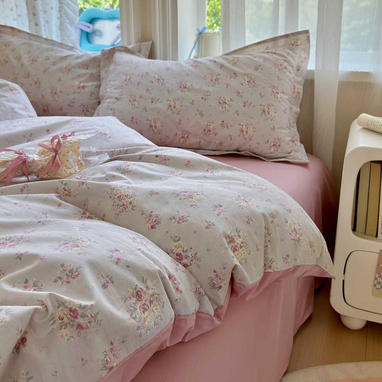 91家纺网 家纺一手货源 找家纺 金盛纺 2025新款全棉印花四件套 浅浅花恋