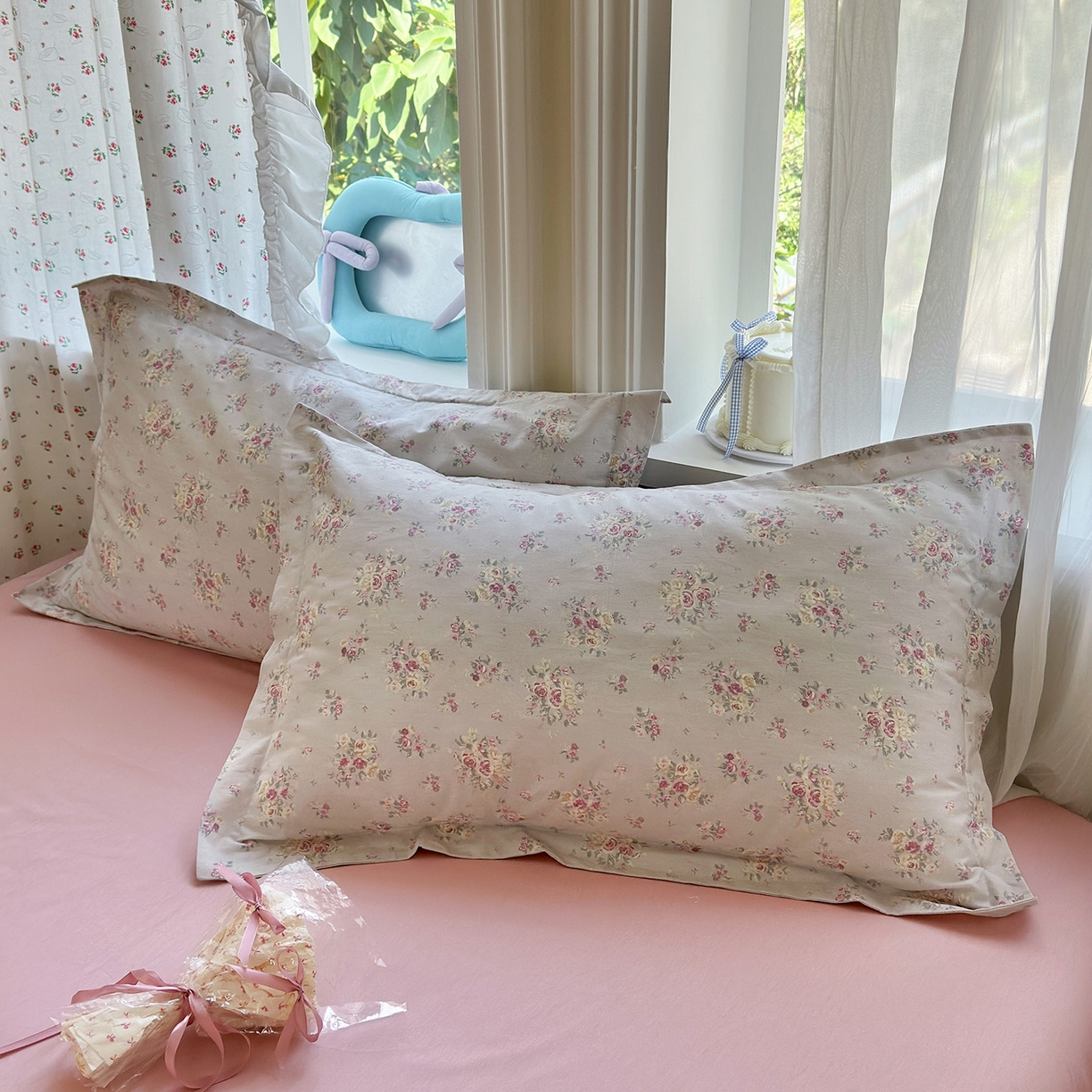 91家纺网 家纺一手货源 找家纺 金盛纺 2025新款全棉印花四件套 浅浅花恋