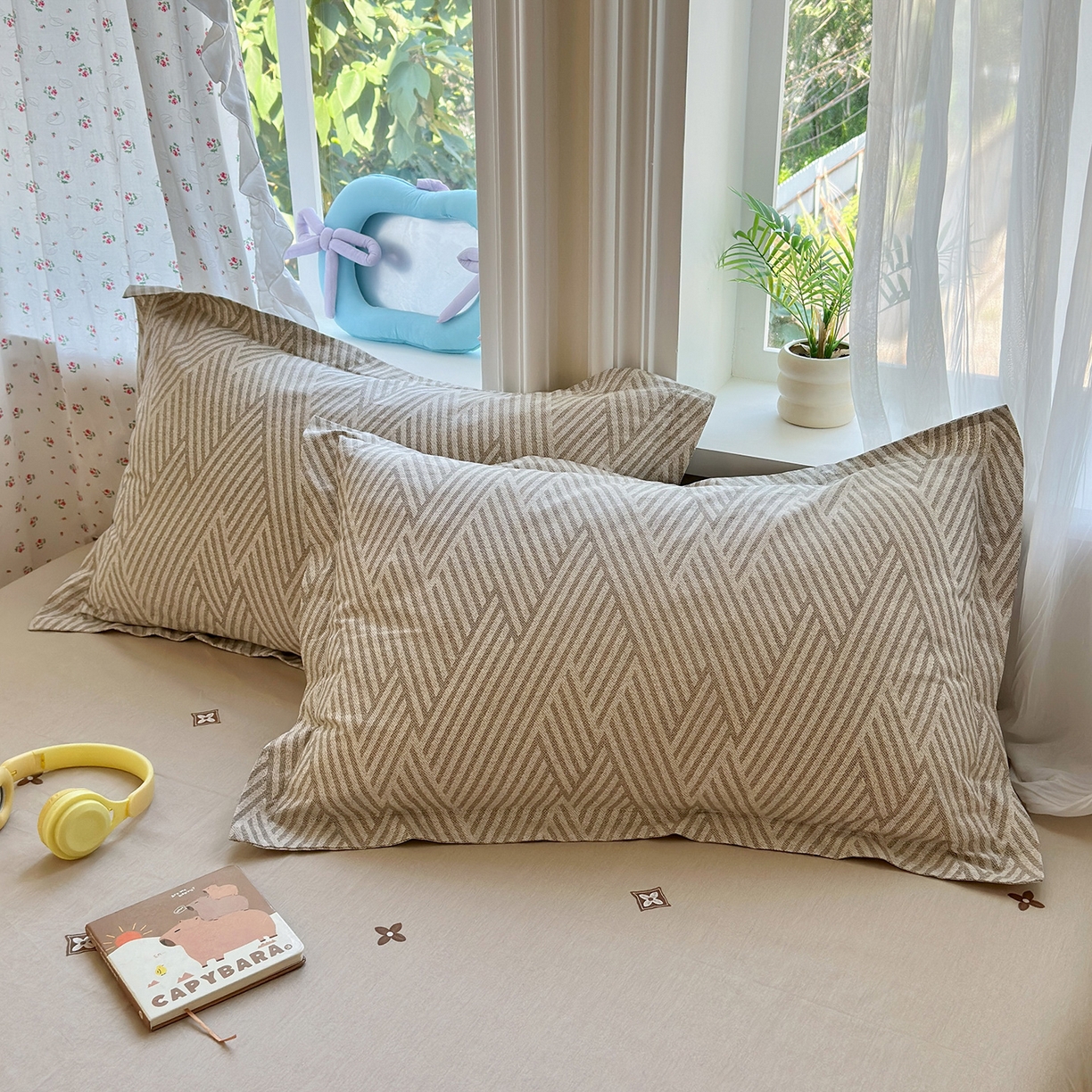 91家纺网 家纺一手货源 找家纺 金盛纺 2025新款全棉印花四件套 线韵时尚