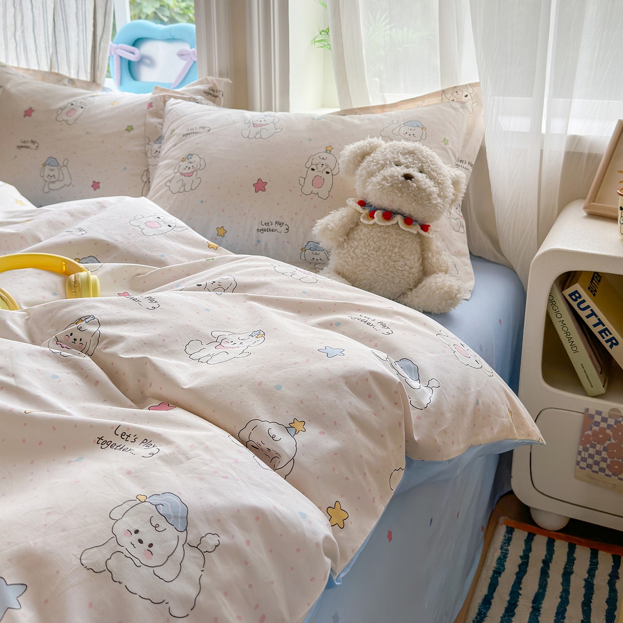 91家纺网 家纺一手货源 找家纺 金盛纺 2025新款全棉印花四件套 小诗朵朵