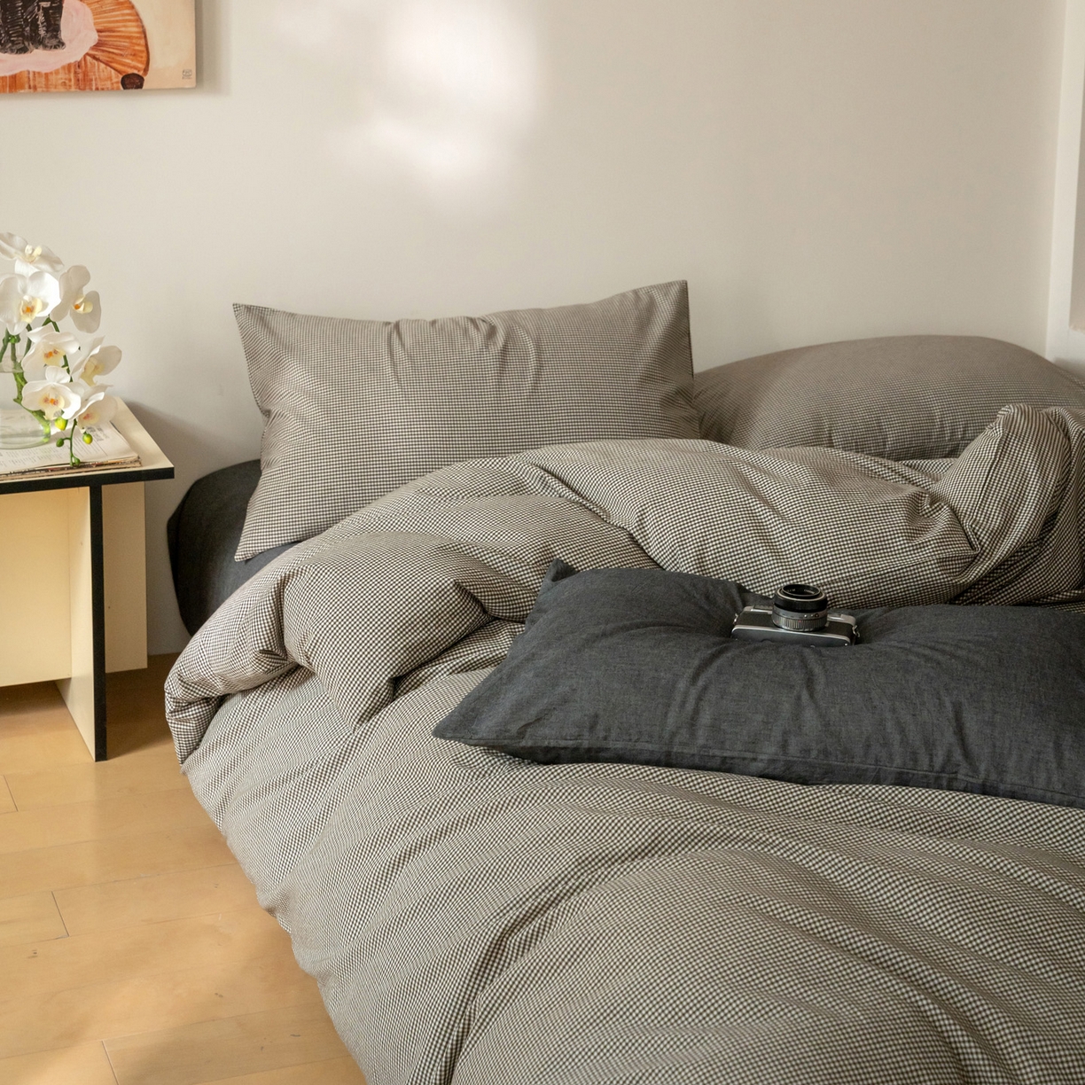 91家纺网 家纺一手货源 找家纺 （总）玖弘家居 2025新款全棉纯棉水洗棉细格单床单