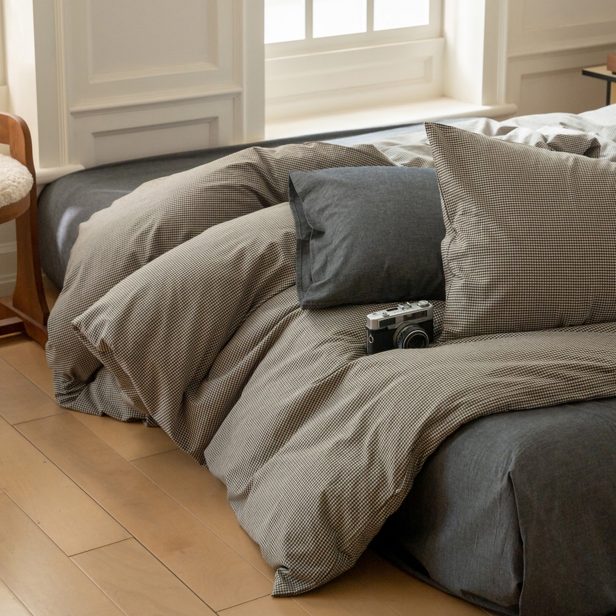 91家纺网 家纺一手货源 找家纺 （总）玖弘家居 2025新款全棉纯棉水洗棉细格单床单