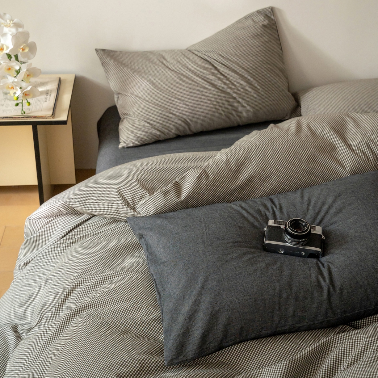 91家纺网 家纺一手货源 找家纺 （总）玖弘家居 2025新款全棉纯棉水洗棉细格单床单