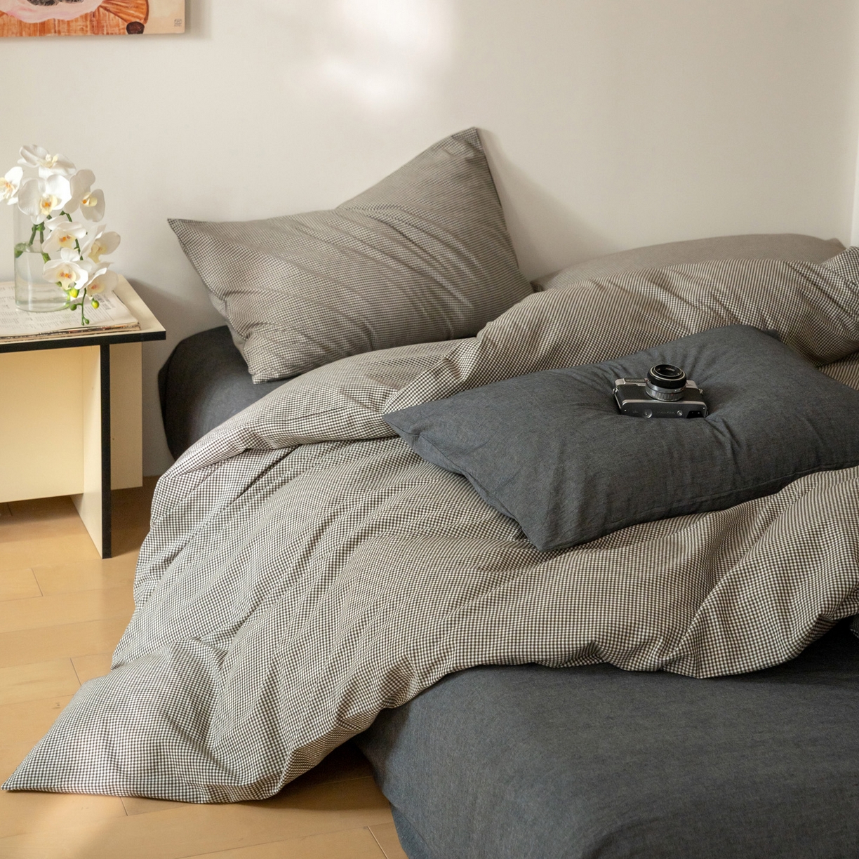 91家纺网 家纺一手货源 找家纺 （总）玖弘家居 2025新款全棉纯棉水洗棉细格单床单