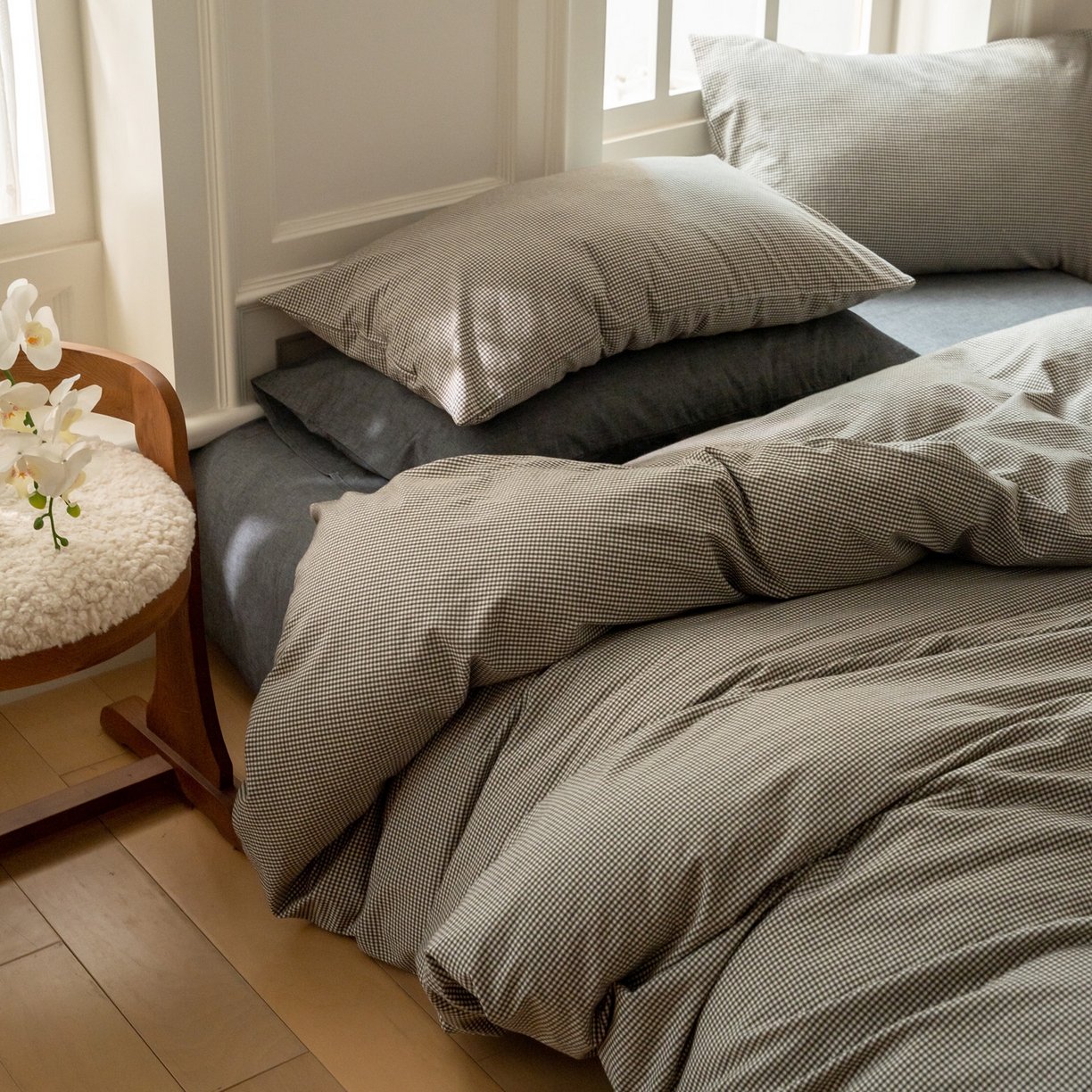 91家纺网 家纺一手货源 找家纺 （总）玖弘家居 2025新款全棉纯棉水洗棉细格单床单