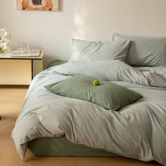 91家纺网 家纺一手货源 找家纺 （总）玖弘家居 2025新款全棉纯棉水洗棉细格单床笠