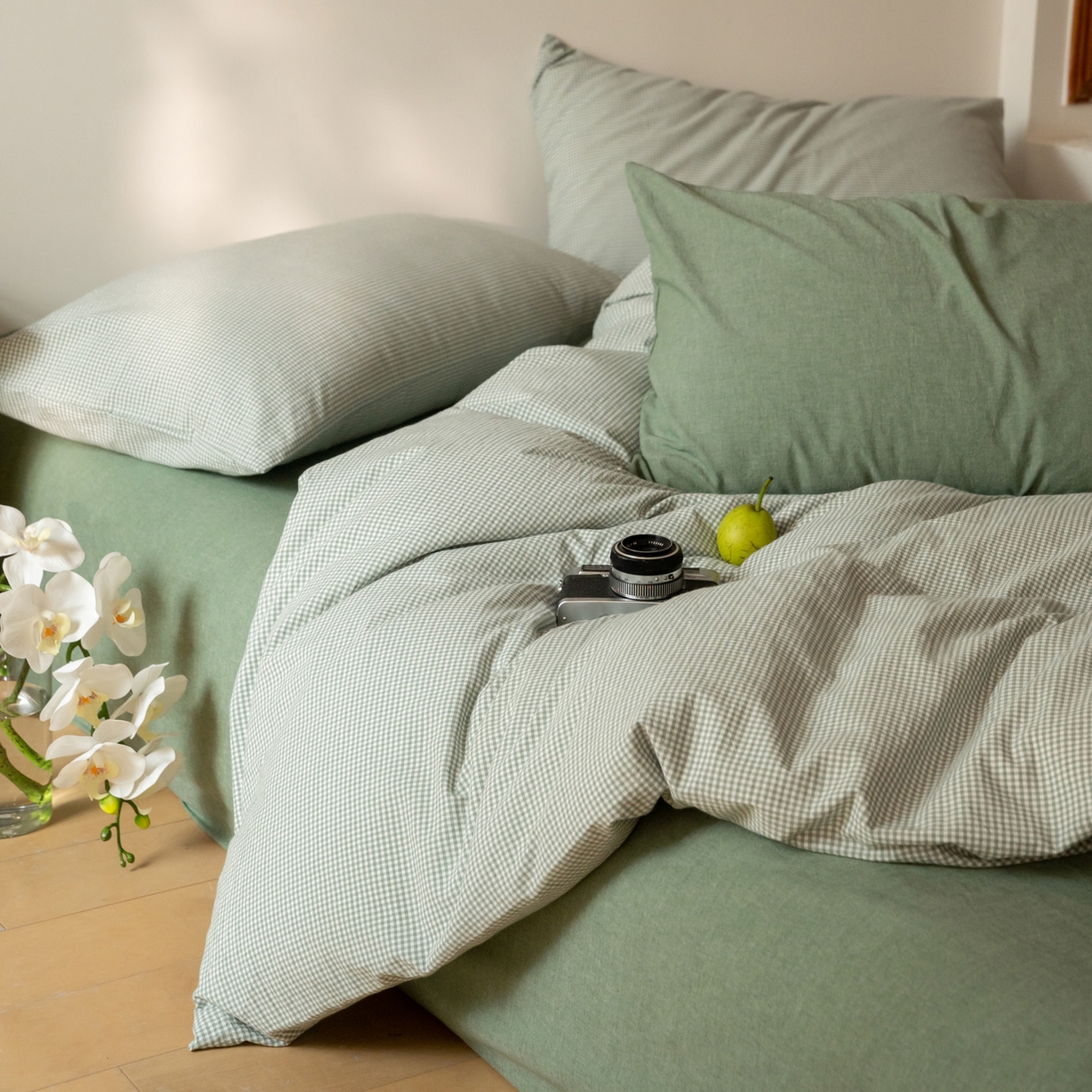 91家纺网 家纺一手货源 找家纺 （总）玖弘家居 2025新款全棉纯棉水洗棉细格单床笠