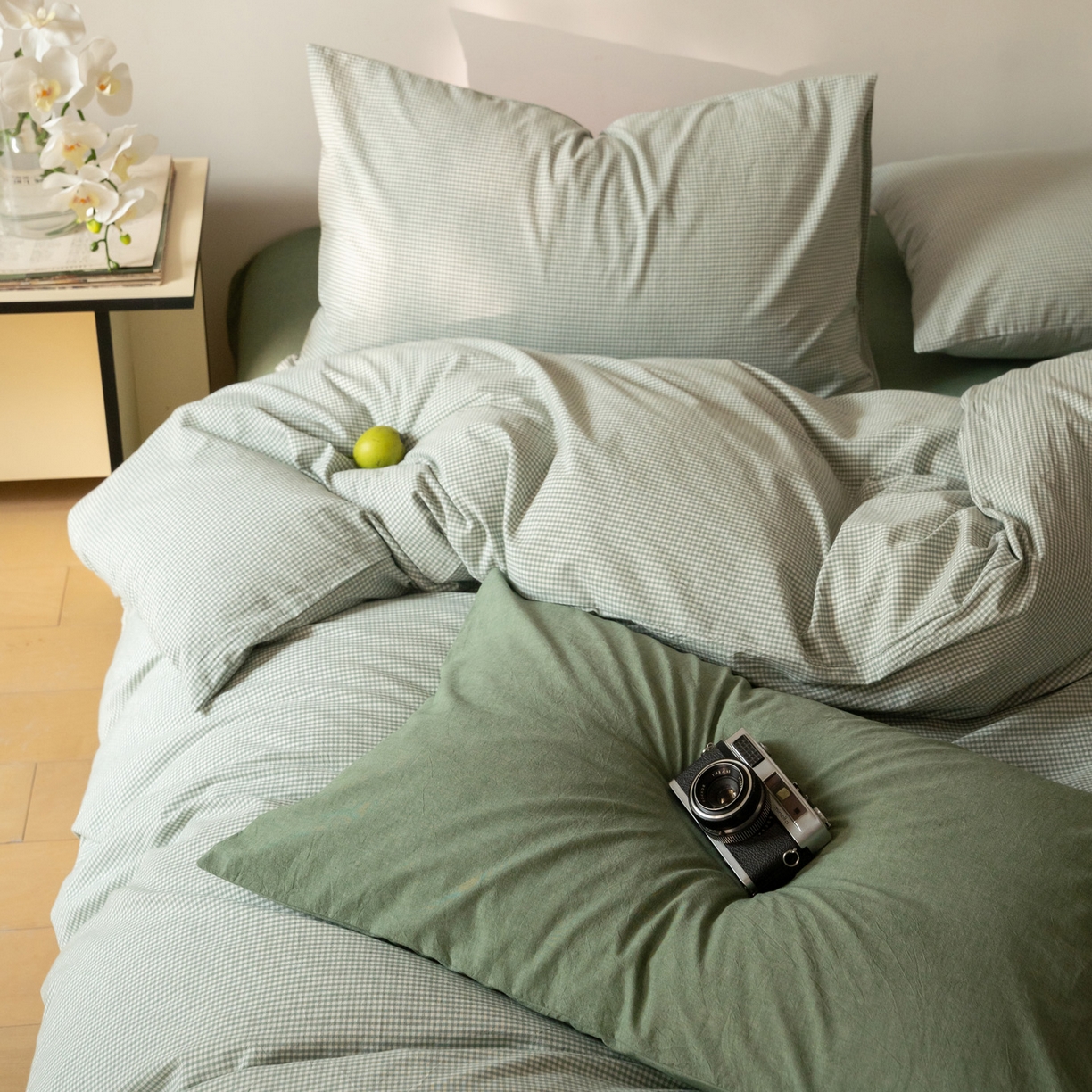 91家纺网 家纺一手货源 找家纺 （总）玖弘家居 2025新款全棉纯棉水洗棉细格单床笠