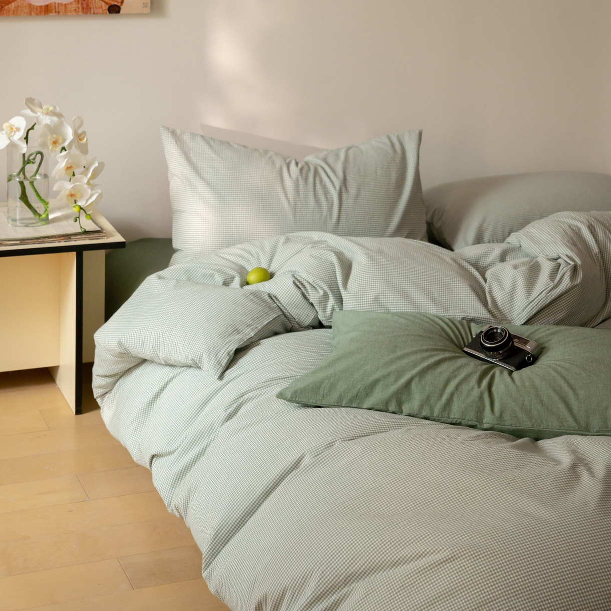 91家纺网 家纺一手货源 找家纺 （总）玖弘家居 2025新款全棉纯棉水洗棉细格单床笠