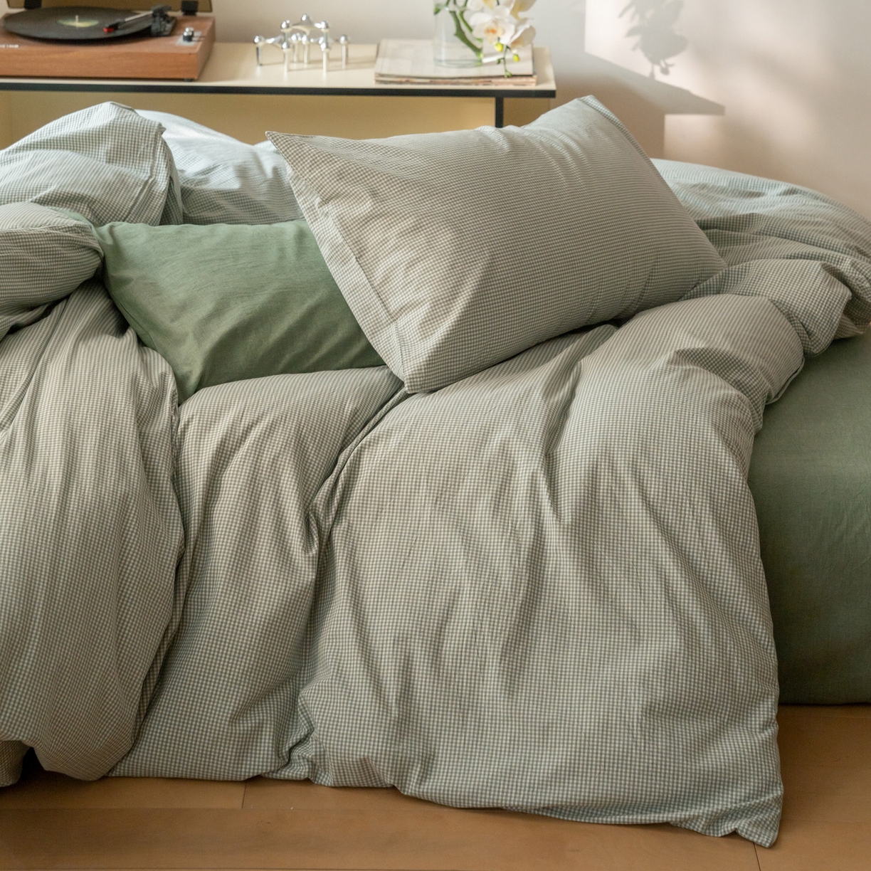 91家纺网 家纺一手货源 找家纺 （总）玖弘家居 2025新款全棉纯棉水洗棉细格单床笠