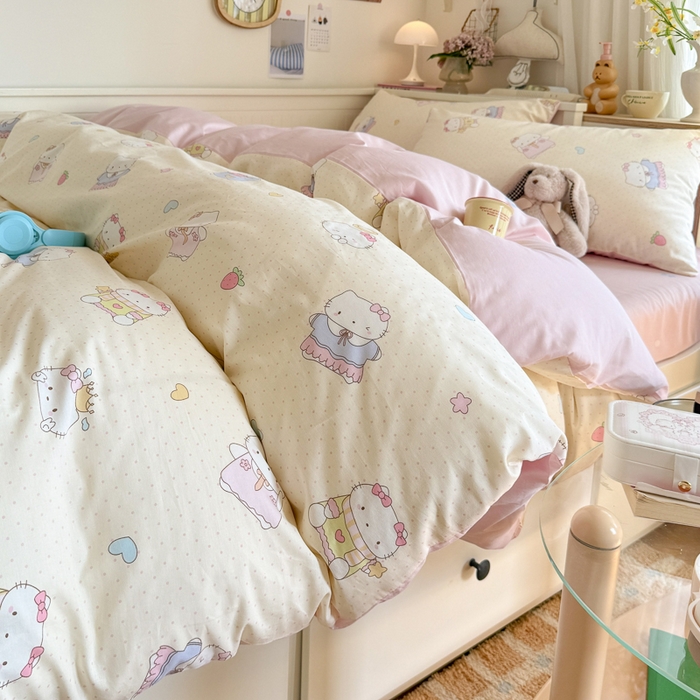 91家纺网 家纺一手货源 找家纺 （总）Sweet dreams甜梦 2025新款卡通小清新全棉四件套