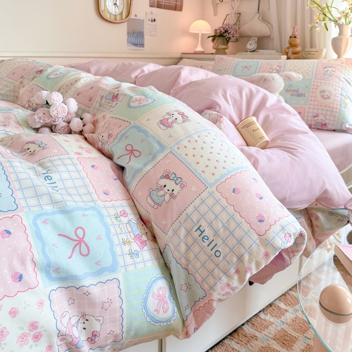 91家纺网 家纺一手货源 找家纺 （总）Sweet dreams甜梦 2025新款卡通小清新全棉四件套