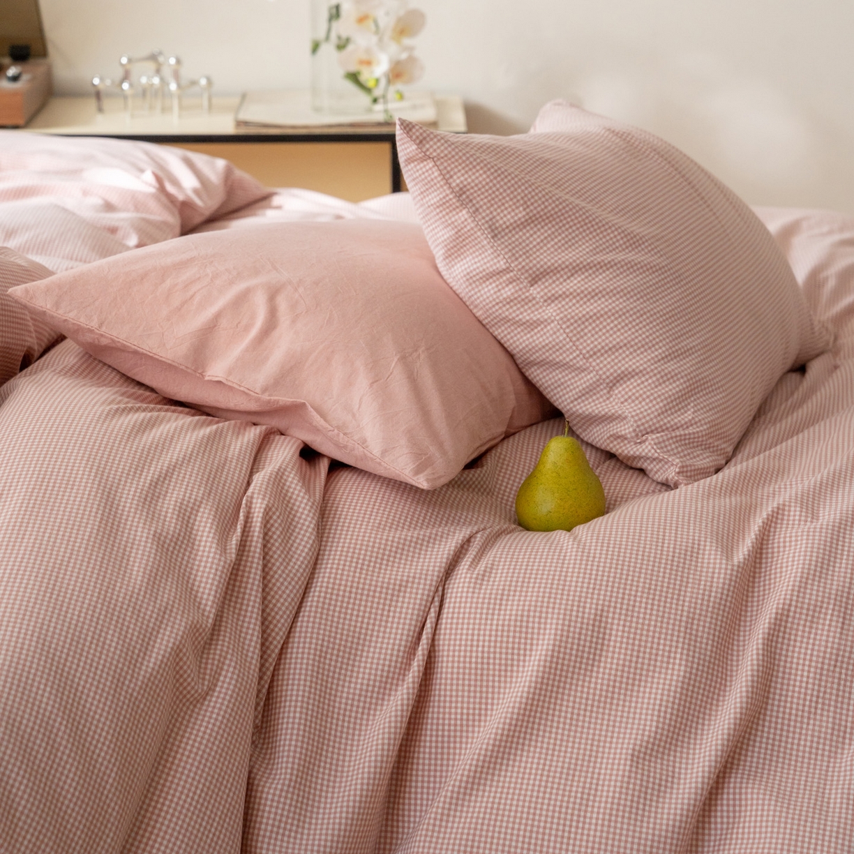 91家纺网 家纺一手货源 找家纺 （总）玖弘家居 2025新款全棉纯棉水洗棉细格枕套单品