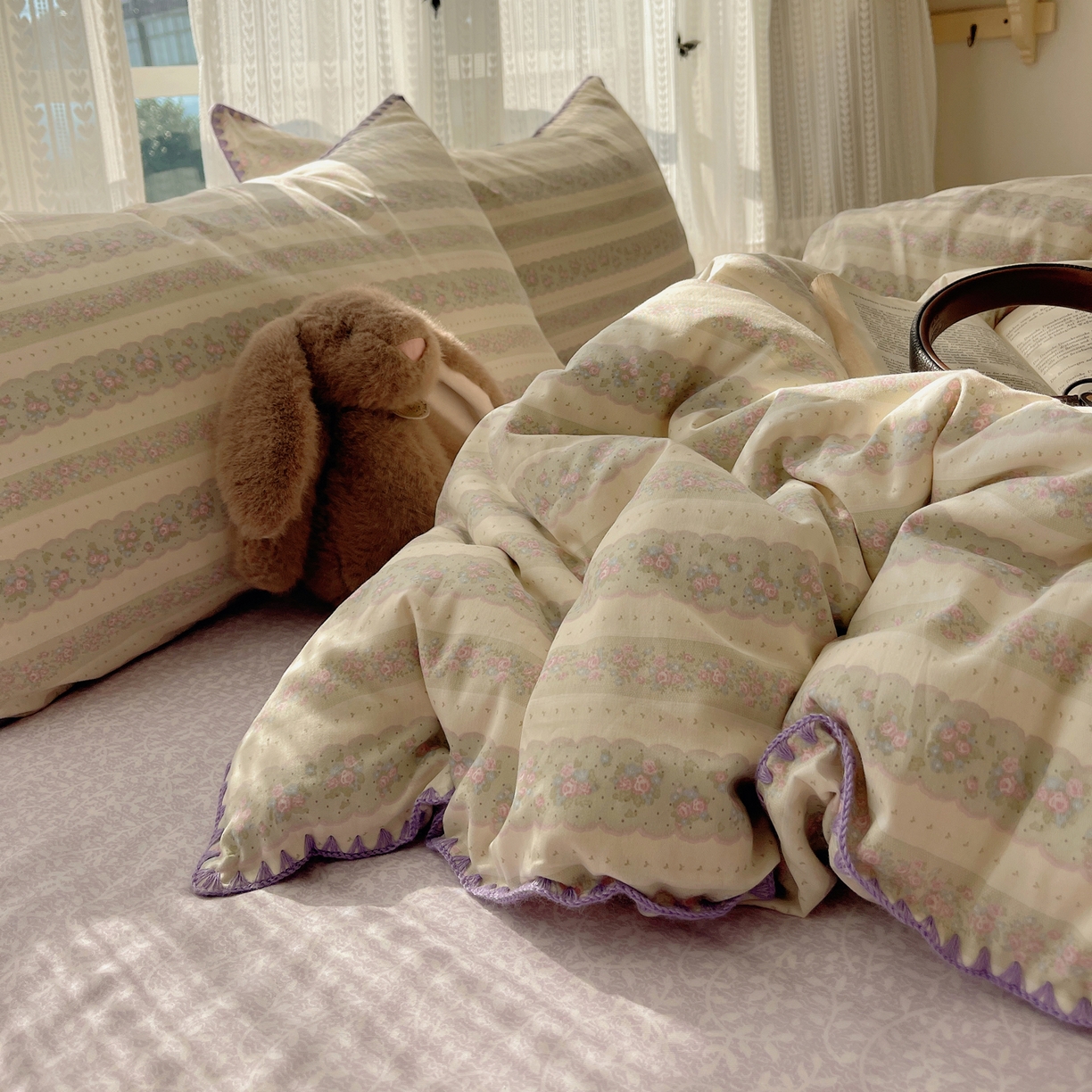 91家纺网 家纺一手货源 找家纺 （总）瑞莱 2025开学季全棉印花贝壳边四件套