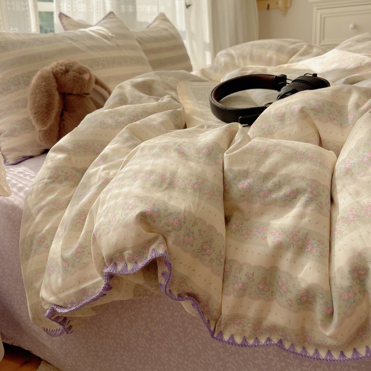 91家纺网 家纺一手货源 找家纺 （总）瑞莱 2025开学季全棉印花贝壳边四件套