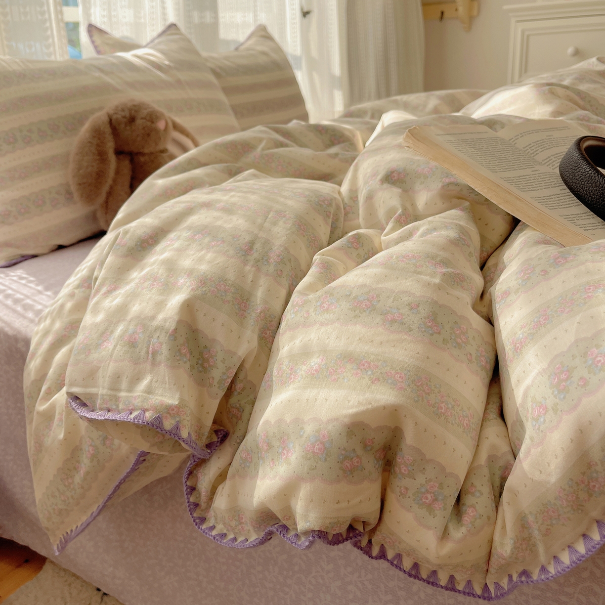 91家纺网 家纺一手货源 找家纺 （总）瑞莱 2025开学季全棉印花贝壳边四件套