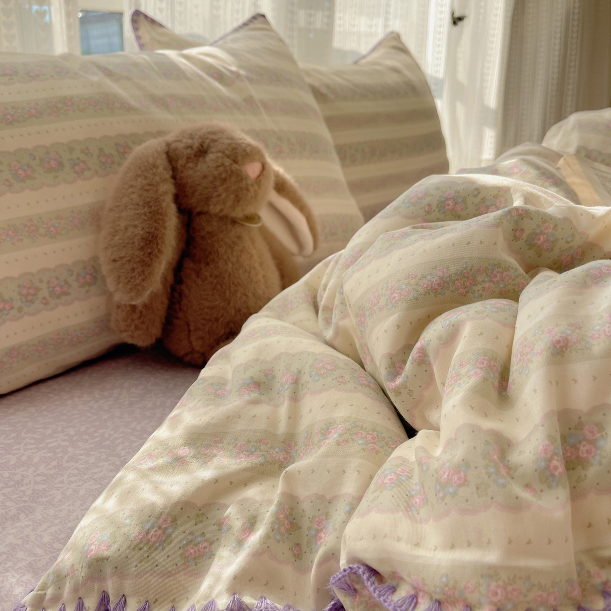 91家纺网 家纺一手货源 找家纺 （总）瑞莱 2025开学季全棉印花贝壳边四件套