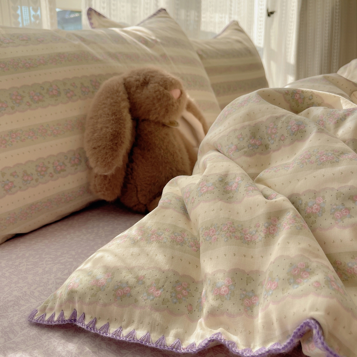 91家纺网 家纺一手货源 找家纺 （总）瑞莱 2025开学季全棉印花贝壳边四件套