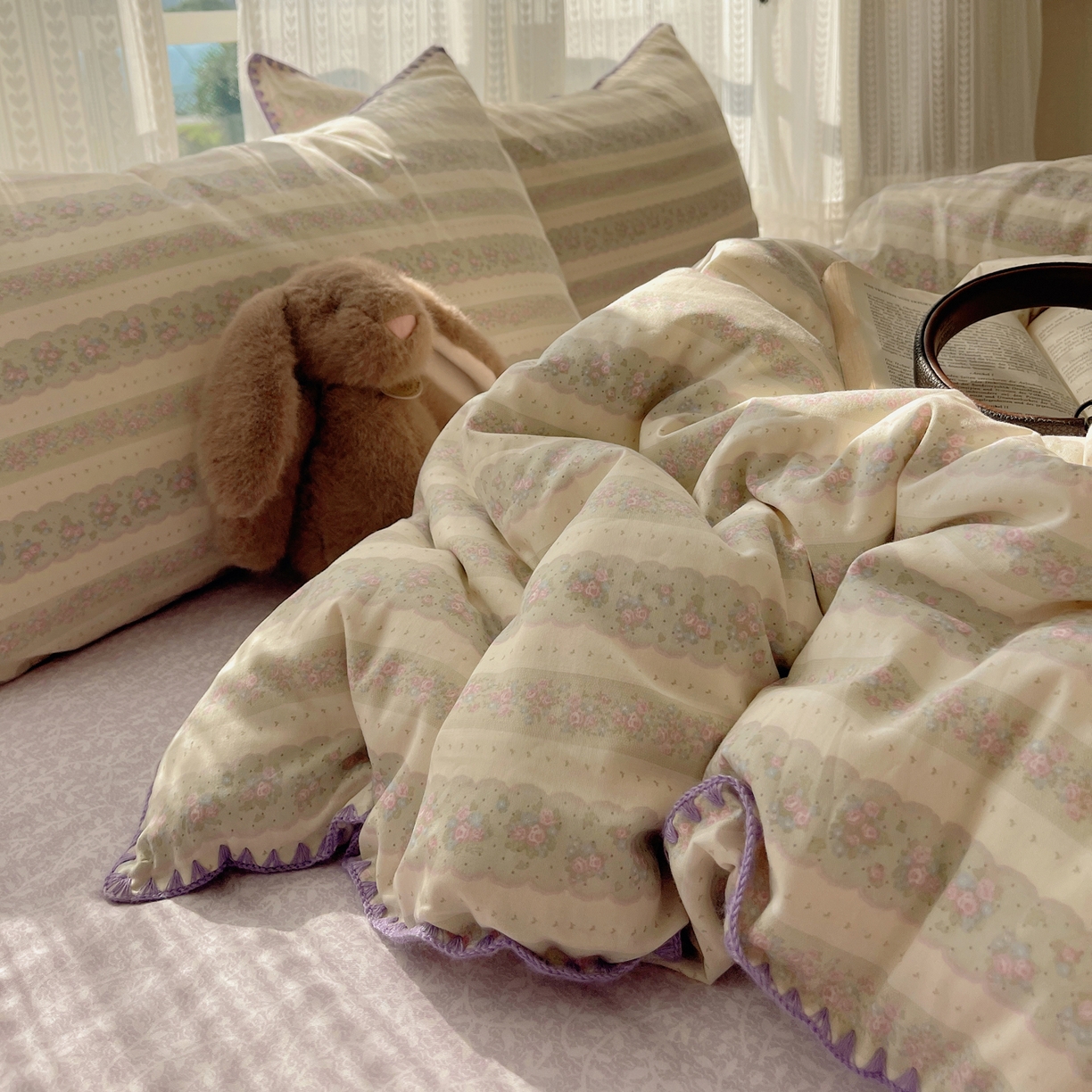 91家纺网 家纺一手货源 找家纺 （总）瑞莱 2025开学季全棉印花贝壳边四件套