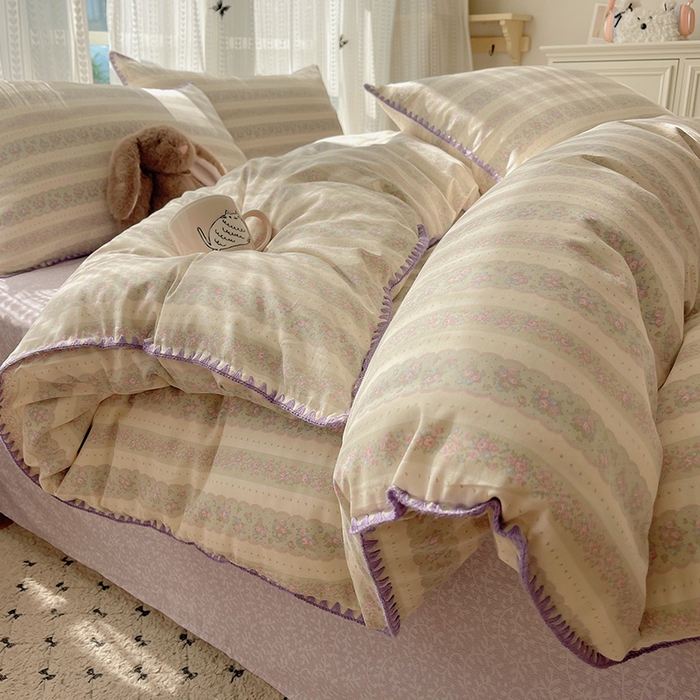 （总）瑞莱 2025开学季全棉印花贝壳边四件套