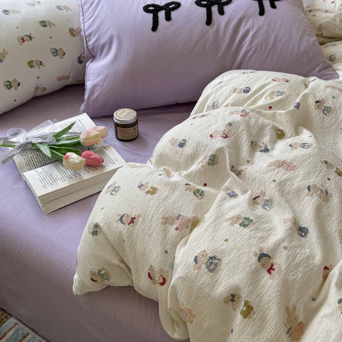 91家纺网 家纺一手货源 找家纺 （总）三元色 2025新款软糯云感毛巾绣四件套