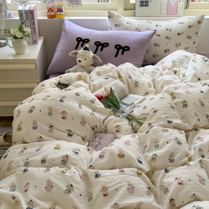 91家纺网 家纺一手货源 找家纺 （总）三元色 2025新款软糯云感毛巾绣四件套