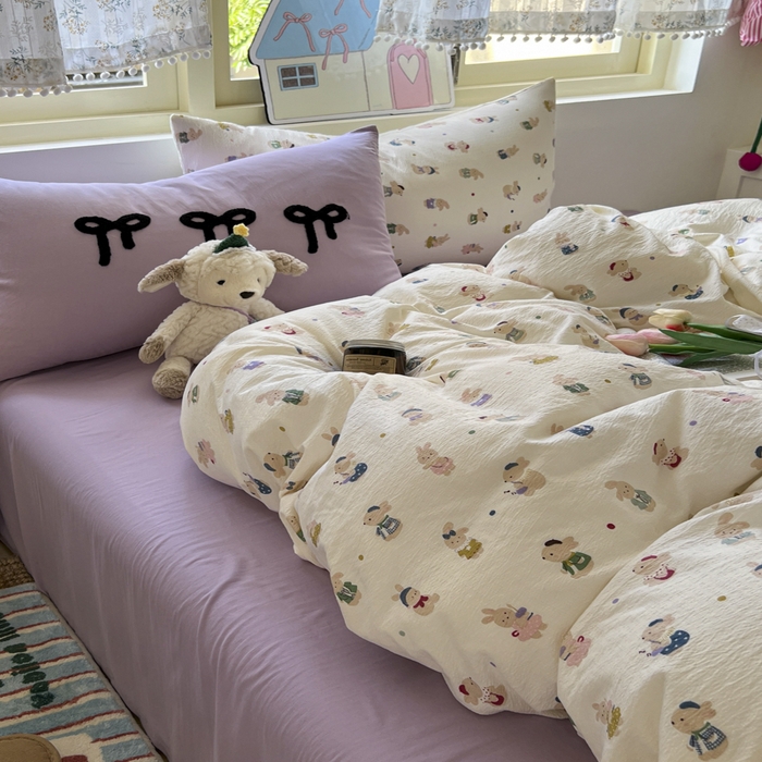 91家纺网 家纺一手货源 找家纺 （总）三元色 2025新款软糯云感毛巾绣四件套