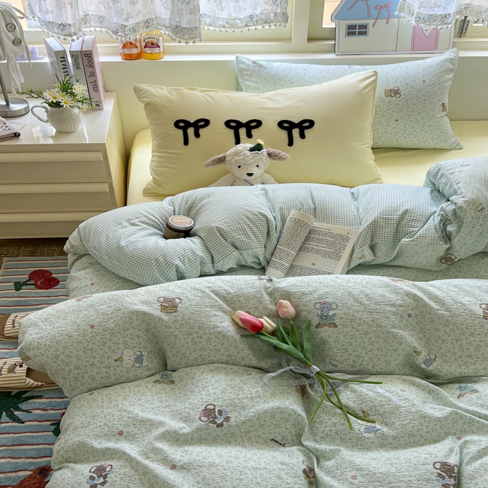 91家纺网 家纺一手货源 找家纺 （总）三元色 2025新款软糯云感毛巾绣四件套