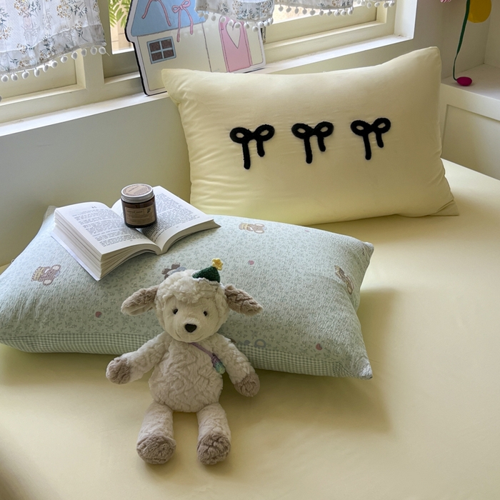 91家纺网 家纺一手货源 找家纺 三元色 2025新款软糯云感毛巾绣四件套 开心小象