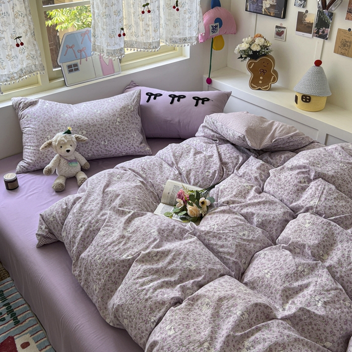 91家纺网 家纺一手货源 找家纺 三元色 2025新款软糯云感毛巾绣四件套 兔茶春日