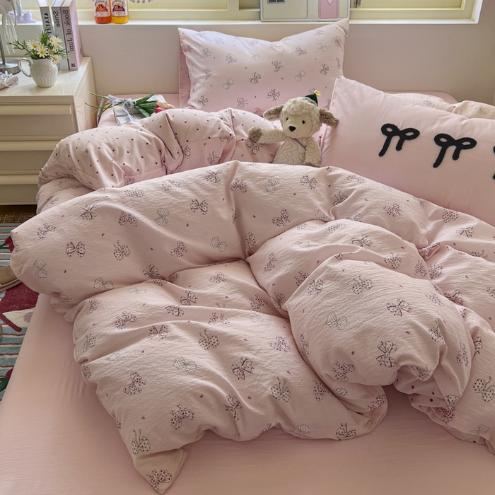 91家纺网 家纺一手货源 找家纺 三元色 2025新款软糯云感毛巾绣四件套 心愿