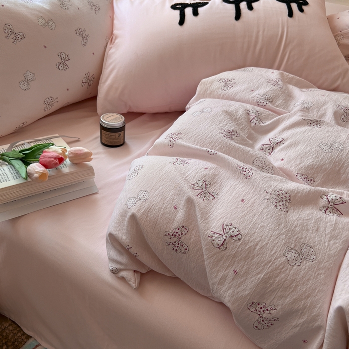 91家纺网 家纺一手货源 找家纺 三元色 2025新款软糯云感毛巾绣四件套 心愿