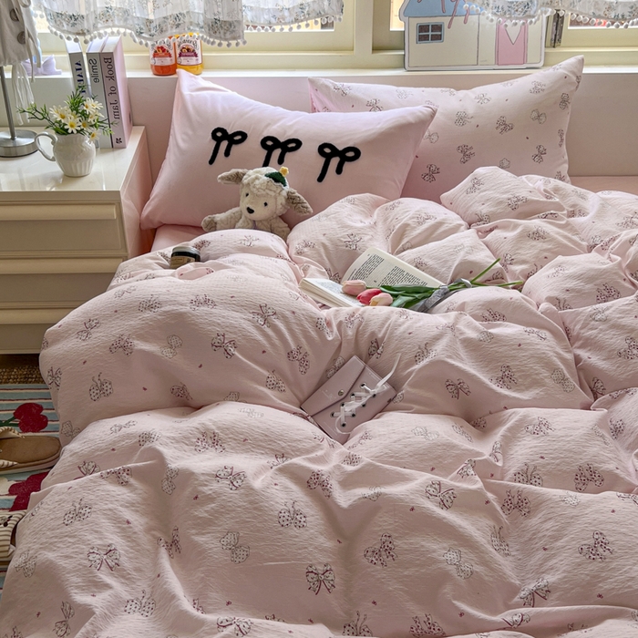 91家纺网 家纺一手货源 找家纺 三元色 2025新款软糯云感毛巾绣四件套 心愿