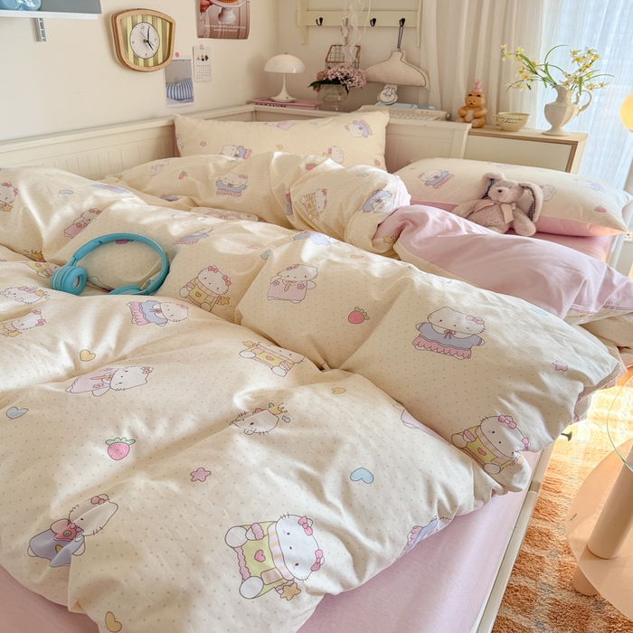 91家纺网 家纺一手货源 找家纺 （总）Sweet dreams甜梦 2025新款卡通小清新全棉四件套