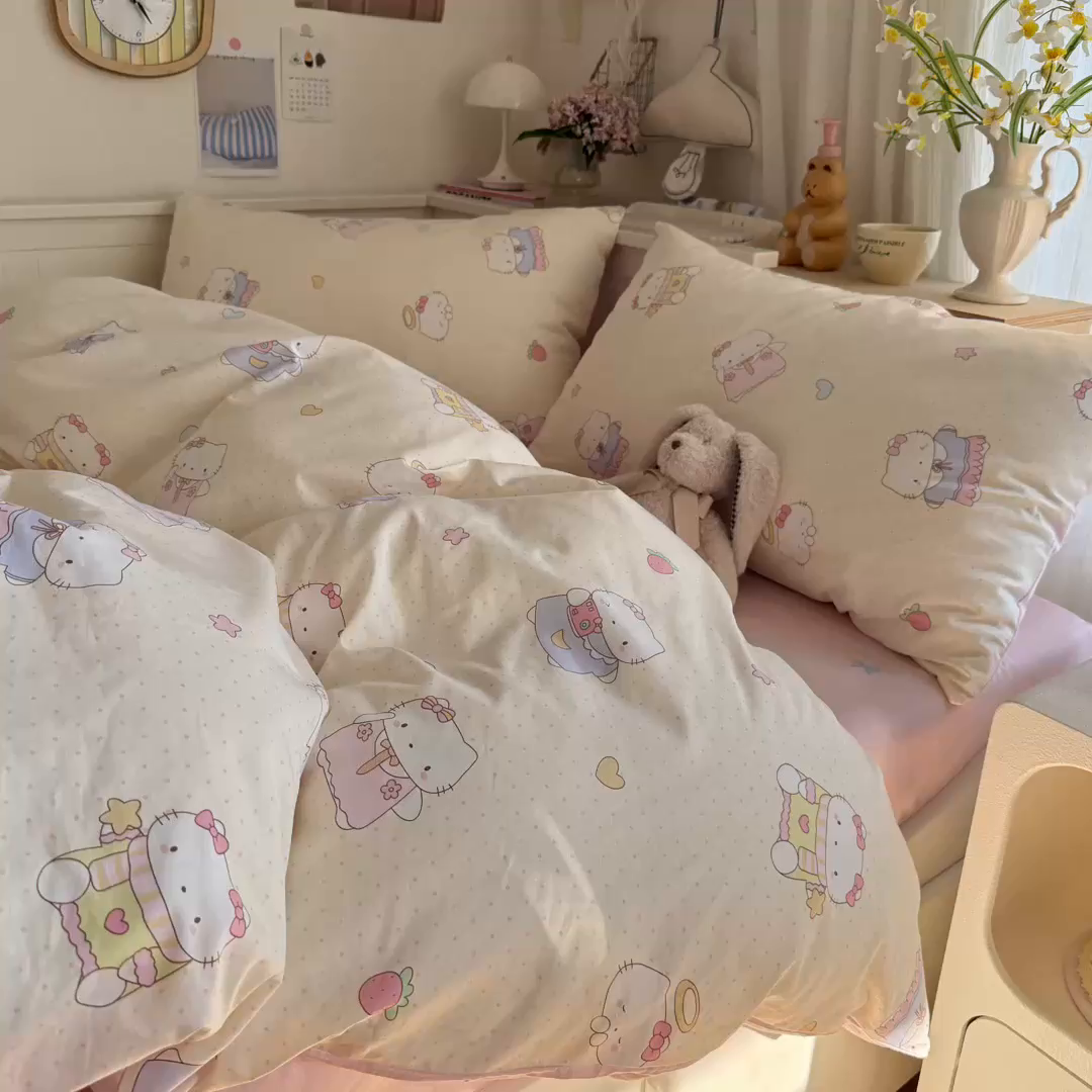 91家纺网 家纺一手货源 找家纺 （总）Sweet dreams甜梦 2025新款卡通小清新全棉四件套
