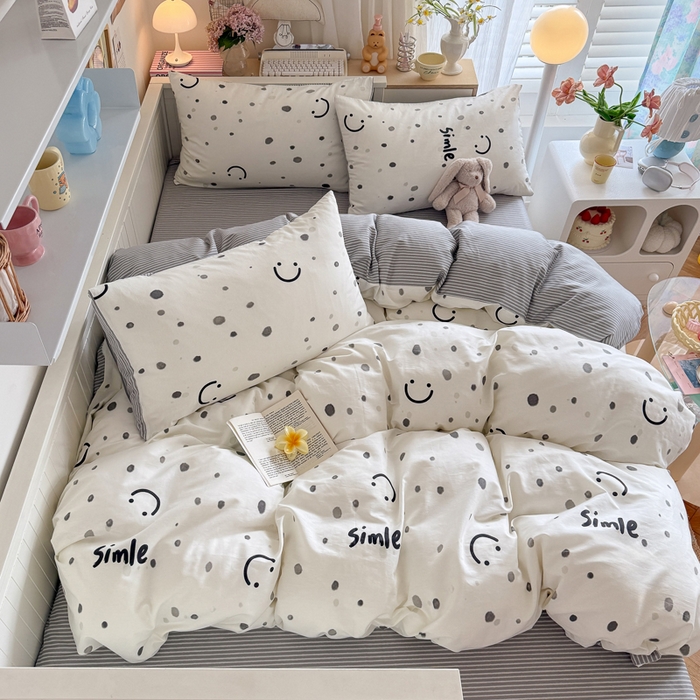 Sweet dreams甜梦 2025新款卡通小清新全棉四件套 波点笑脸