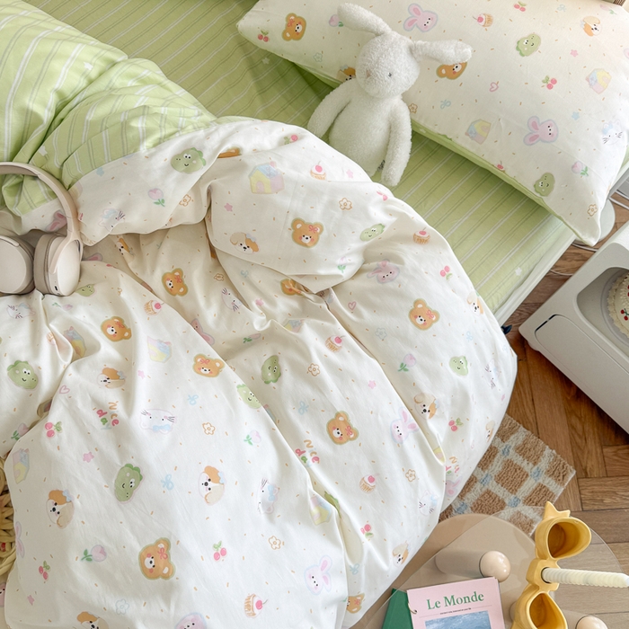 91家纺网 家纺一手货源 找家纺 Sweet dreams甜梦 2025新款卡通小清新全棉四件套 春日记忆