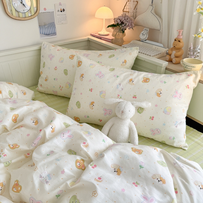 91家纺网 家纺一手货源 找家纺 Sweet dreams甜梦 2025新款卡通小清新全棉四件套 春日记忆