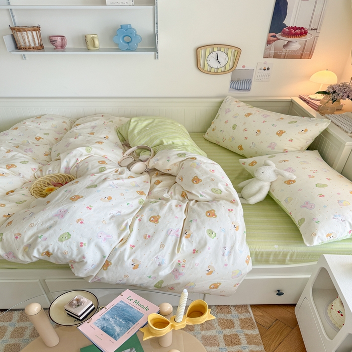 91家纺网 家纺一手货源 找家纺 Sweet dreams甜梦 2025新款卡通小清新全棉四件套 春日记忆