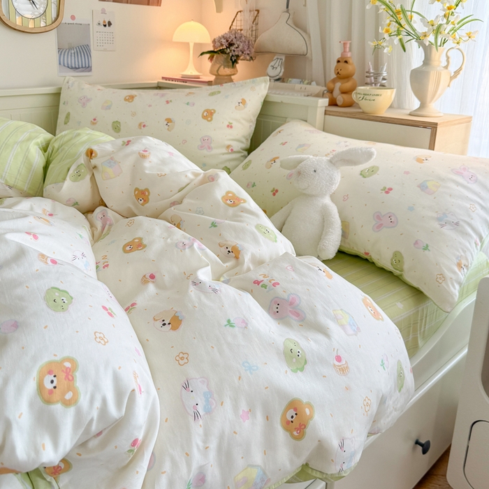 91家纺网 家纺一手货源 找家纺 Sweet dreams甜梦 2025新款卡通小清新全棉四件套 春日记忆