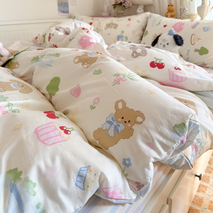 91家纺网 家纺一手货源 找家纺 Sweet dreams甜梦 2025新款卡通小清新全棉四件套 蛋糕小狗